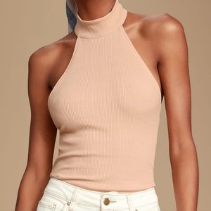 Pacsun Me to We High Mock Neck Tank Top Nude